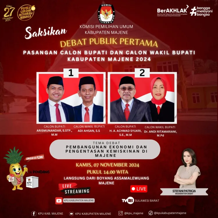 KPU Majene Bakal Gelar Debat Publik Pertama, Catat Tanggal, Tempat dan Waktunya!