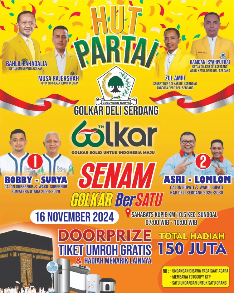 DPD Partai Golkar Kabupaten Deli Serdang Melaksanakan Perayaan Hut Partai Golkar Ke 60 Berama Masyarakat