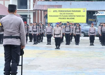 Polres Majene Gelar Apel Pergeseran Pasukan Pengamanan TPS, Sebanyak 260 Personel Dilibatkan