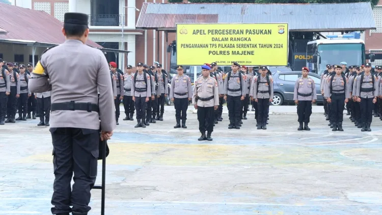 Polres Majene Gelar Apel Pergeseran Pasukan Pengamanan TPS, Sebanyak 260 Personel Dilibatkan