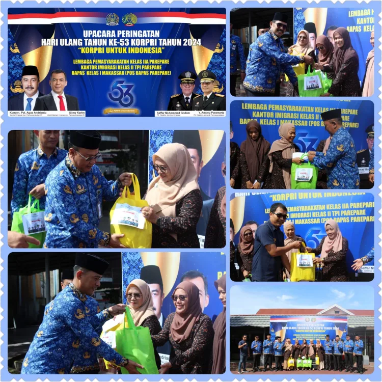 Di Peringatan HUT Ke-53 KORPRI Tahun 2024 Kalapas Parepare Berikan Penghargaan Kepada 6 Orang Guru Tenaga Pengajar Dan Pendidik WBP Lapas IIA Parepare Program Pendidikan Kesetaraan Paket A, B Dan C.