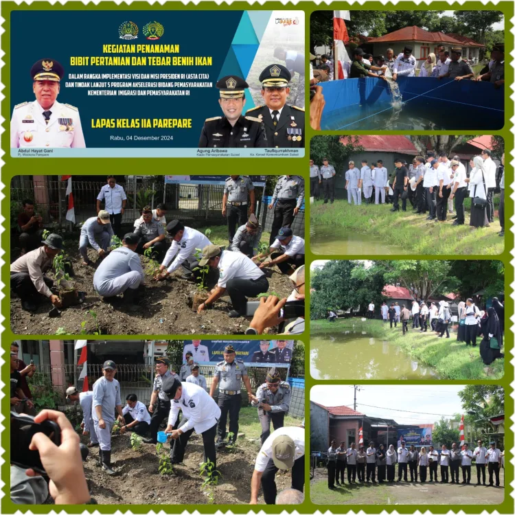 Lapas IIA Parepare Perkuat Ketahanan Pangan: Penanaman Perdana dan Tebar Benih Bersama PJ Wali Kota