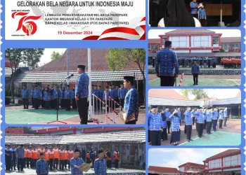 Antusias WBP Lapas Parepare Mengikuti Upacara Bendera Peringatan Hari Bela Negara Ke-76 Tahun 2024