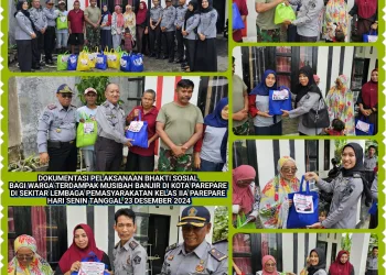 Lapas Parepare Salurkan Bansos Untuk Warga Terdampak Banjir