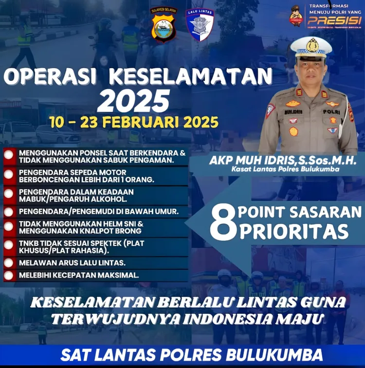 Operasi Keselamatan 2025, Kasat Lantas Bulukumba Perketat Pengawasan Lalu Lintas