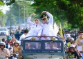 Ribuan Warga Tim Relawan dan Simpatisan Sambut Bupati dan Wakil Bupati Barru di Batas Kota