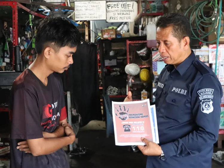 Sosialisasi Tolak Premanisme Berkedok Ormas, Kasi Humas Polres Majene Sasar Pengusaha Bengkel