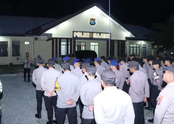 Ratusan Personel Polres Majene dan TNI Diterjunkan Amankan Malam Takbiran di Majene