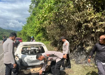 Kendaraan Minibus Terbakar di Ulumanda, Kapolsek Malunda: Diduga Akibat Korsleting