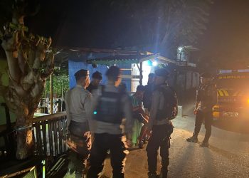 Cegah Penyakit Masyarakat dan Aksi Kriminalitas, Samapta Polres Majene Patroli Malam Sasar Kelurahan Baurung