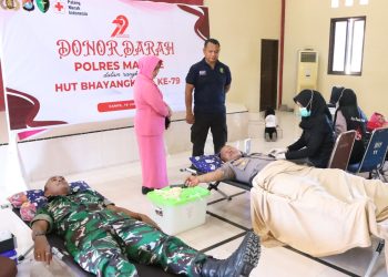 Polres Majene Gelar Donor Darah Sambut Hari Bhayangkara ke-79