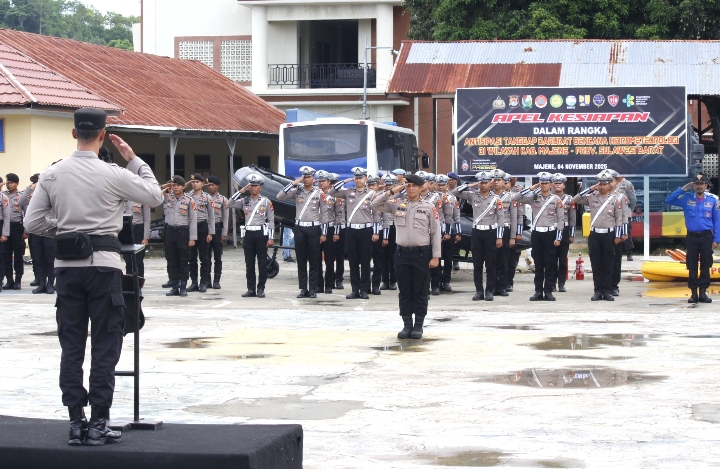 Polres Majene Gelar Apel Kesiapan Antisipasi Tanggap Darurat Bencana Hidrometeorologi