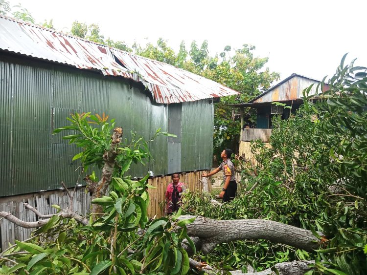 Bhabinkamtibmas Polsek Banggae Bergerak Cepat Tangani Rumah Warga Tertimpa Pohon di Paleo Tobandaq