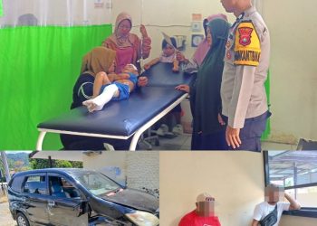 Kesigapan Polsek Malunda Polres Majene Tangani Laka Lantas di Desa Lombong, Seorang Balita Alami Luka Serius