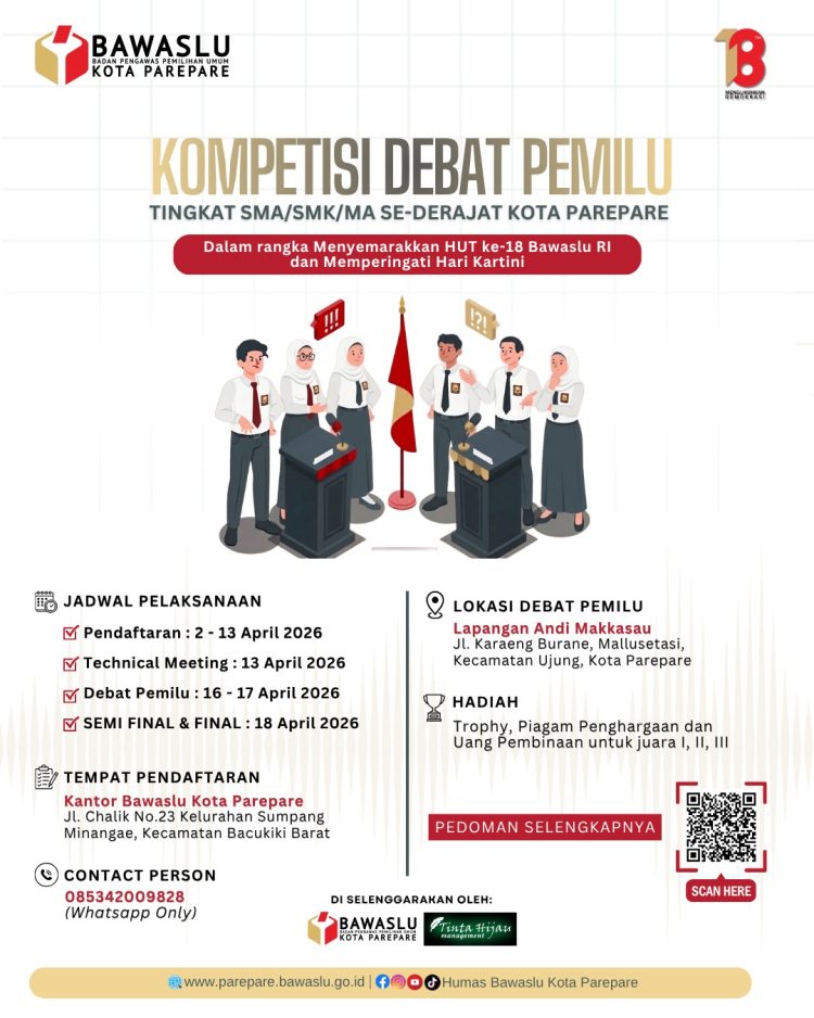 Debat Panas Pelajar Parepare! Bawaslu Tantang Generasi Muda Bongkar Isu Pemilu