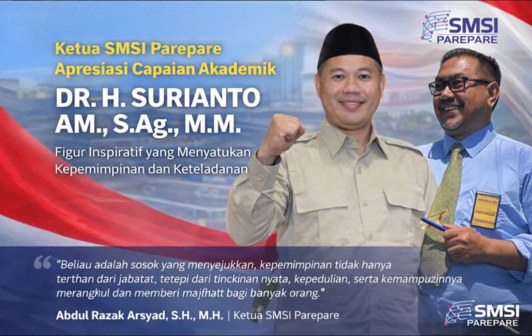 Ketua SMSI Parepare Apresiasi Capaian Doktor H. Surianto