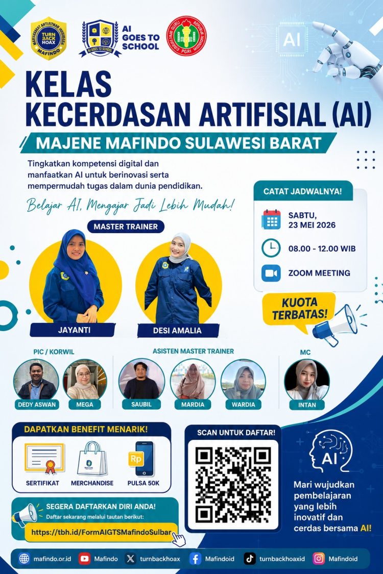 Kolaborasi Mafindo Sulbar dan PGRI, Puluhan Guru di Banggae Timur Antusias Ikuti Kelas Kecerdasan Artifisial